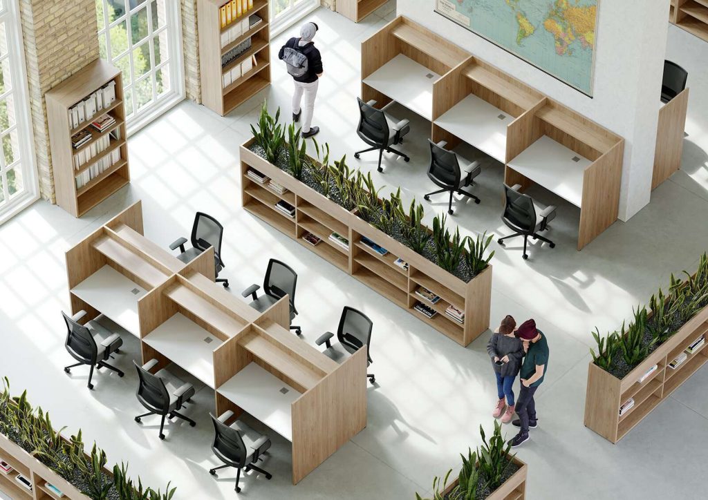 Study Carrels Laminate Mesh Chairs and Planters